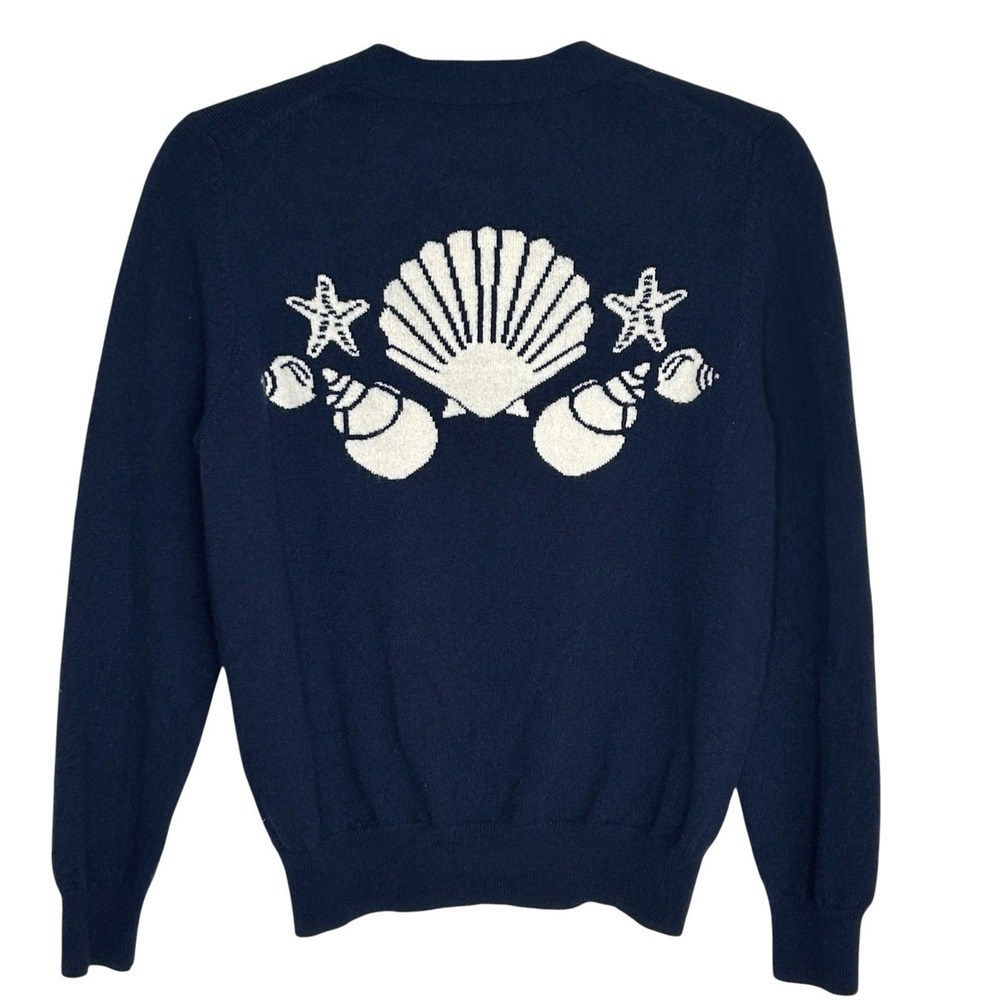 Jumper 1234 Seashell Cardigan Sz 2 Small Nautical Novelty Coastal Wool‎ Cashmere